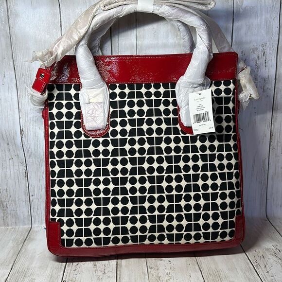 Kate Spade Cornelia Street Noel Blair Tote Shoulder Bag Red Leather and Fabric - Picture 3 of 8